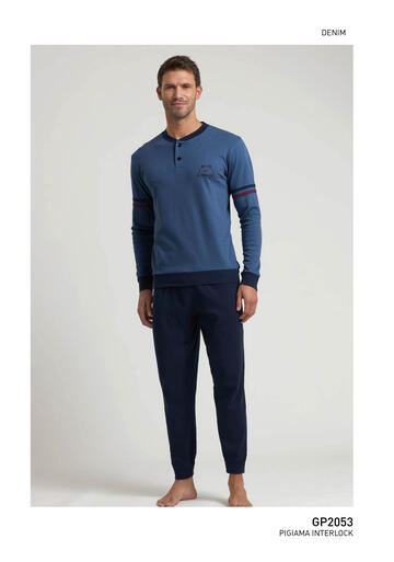 ART. GP2053- pigiama uomo m/l cotone interlock gp2053 - Fratelli Parenti